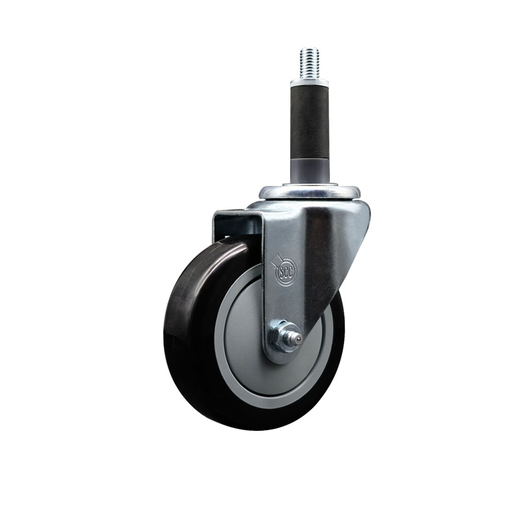 SCC-EX20S414-PPUB-BLK-1 Polyurethane Expanding Stem Swivel Caster with 4 in. Black Wheel & 1 in. Stem