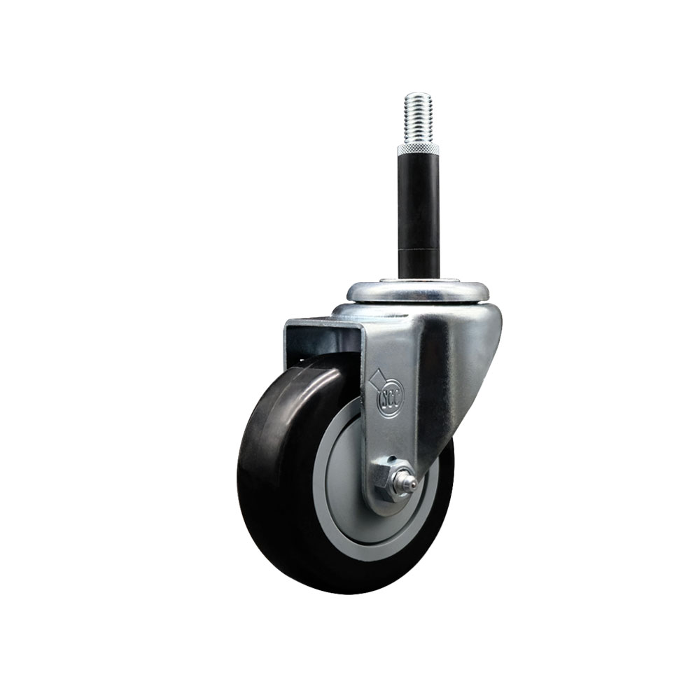 SCC-EX20S3514-PPUB-BLK-34 Polyurethane Expanding Stem Swivel Caster with 3.5 in. Black Wheel & 0.75 in. Stem