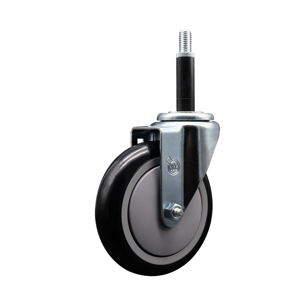 SCC-EX20S514-PPUB-BLK-34 Polyurethane Expanding Stem Swivel Caster with 5 in. Black Wheel & 0.75 in. Stem