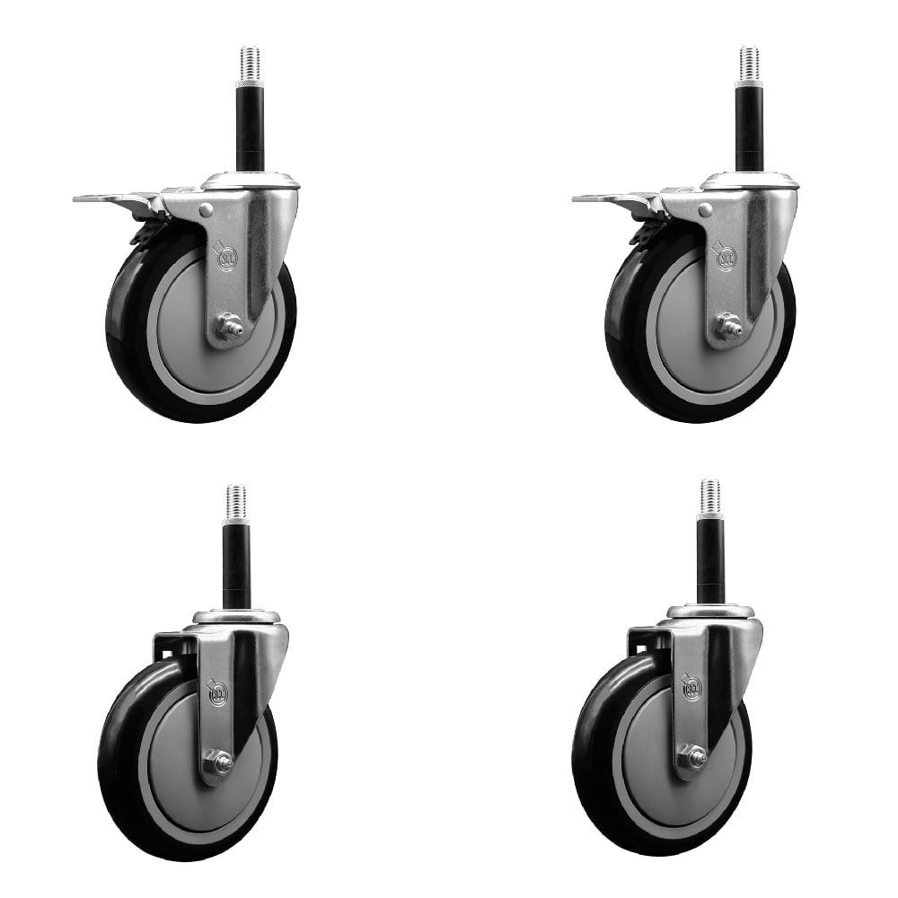 SCC-EXTTL20S514-PPUB-BLK-2-S-2-34 Polyurethane Swivel Expanding Stem Caster with 5 in. Black Wheels & 0.75 in. Stems - Set of 4