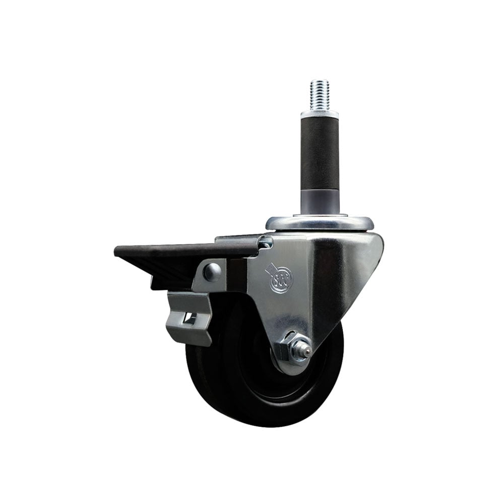 SCC-EX20S314-PHS-PLB-1 Phenolic Swivel Expanding Stem Swivel Caster with 3 in. Black Wheel & 1 in. Stem & Posi Locking Brake