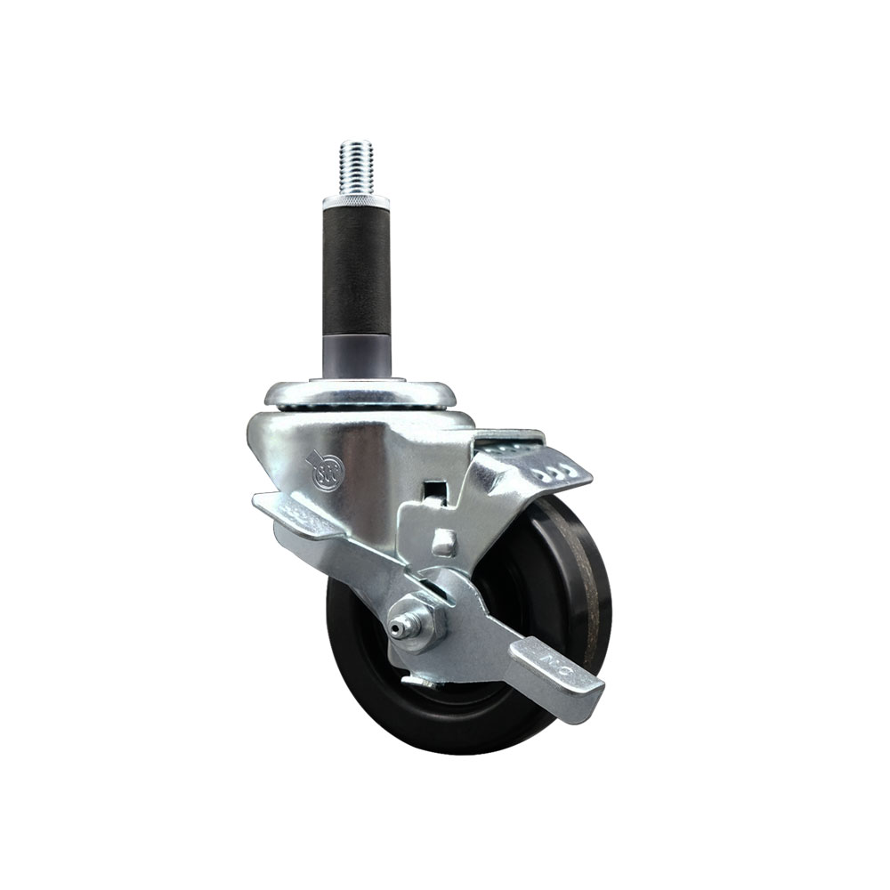 Phenolic Swivel Caster - Black - 3 in. Wheel - Top Locking Brake