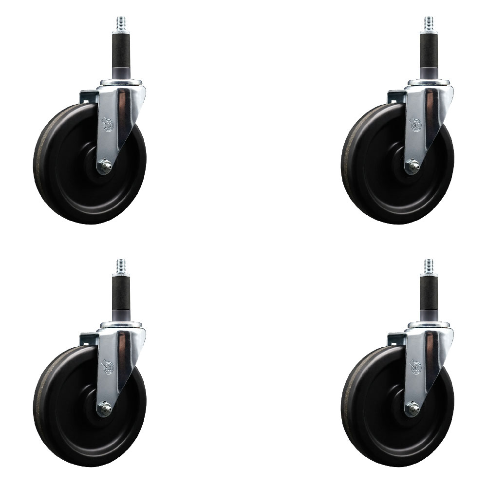 SCC-EX20S615-PHS-1-4 Phenolic Swivel Expanding Stem Caster with 6 in. Black Wheels & 1 in. Stems - Set of 4