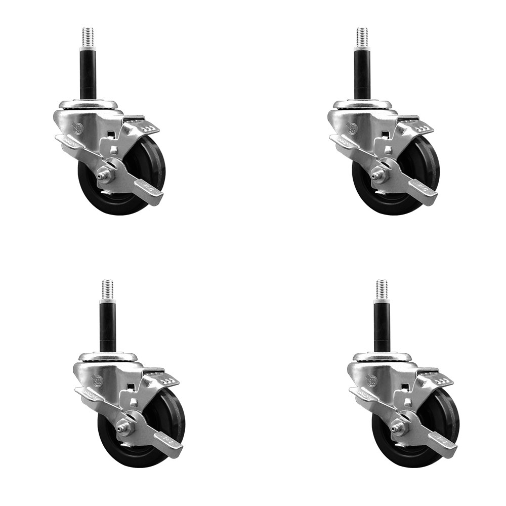 Phenolic Swivel Caster - Black - Set of 4 - 300 lbs Capacity
