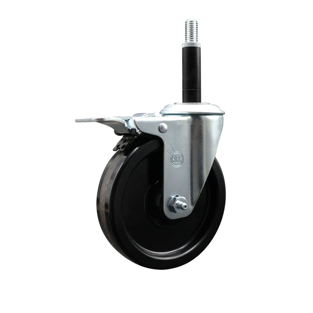 SCC-EXTTL20S514-PHS-34 Phenolic Swivel Expanding Stem Swivel Caster with 5 in. Black Wheel & 0.75 in. Stem & Total Locking Brake