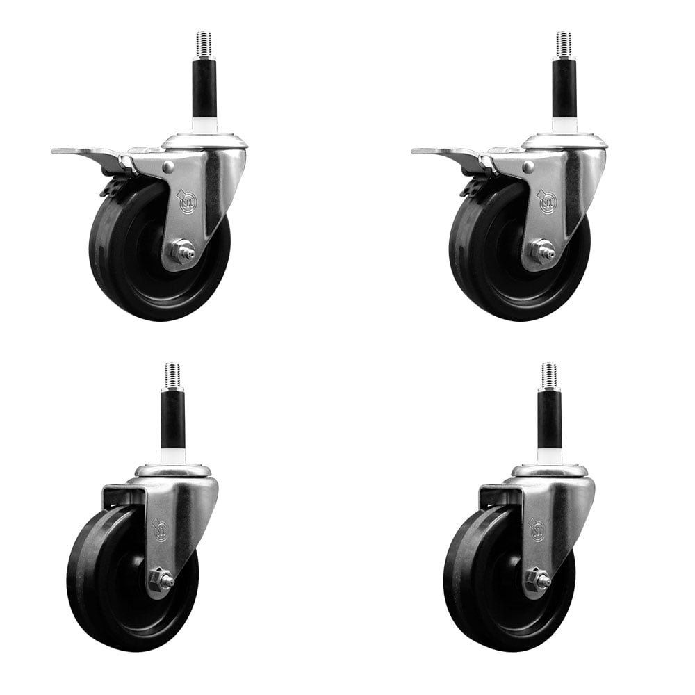 Phenolic Swivel Caster - Black - Set of 4 - 1200 lbs Capacity