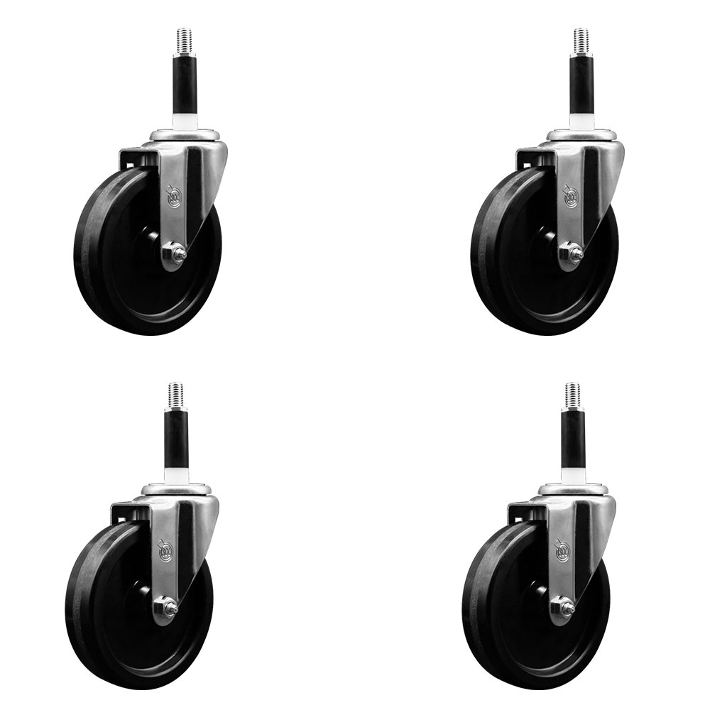 SCC-EX20S514-PHS-78-4 Phenolic Swivel Expanding Stem Caster with 5 in. Black Wheels & 0.87 in. Stems - Set of 4