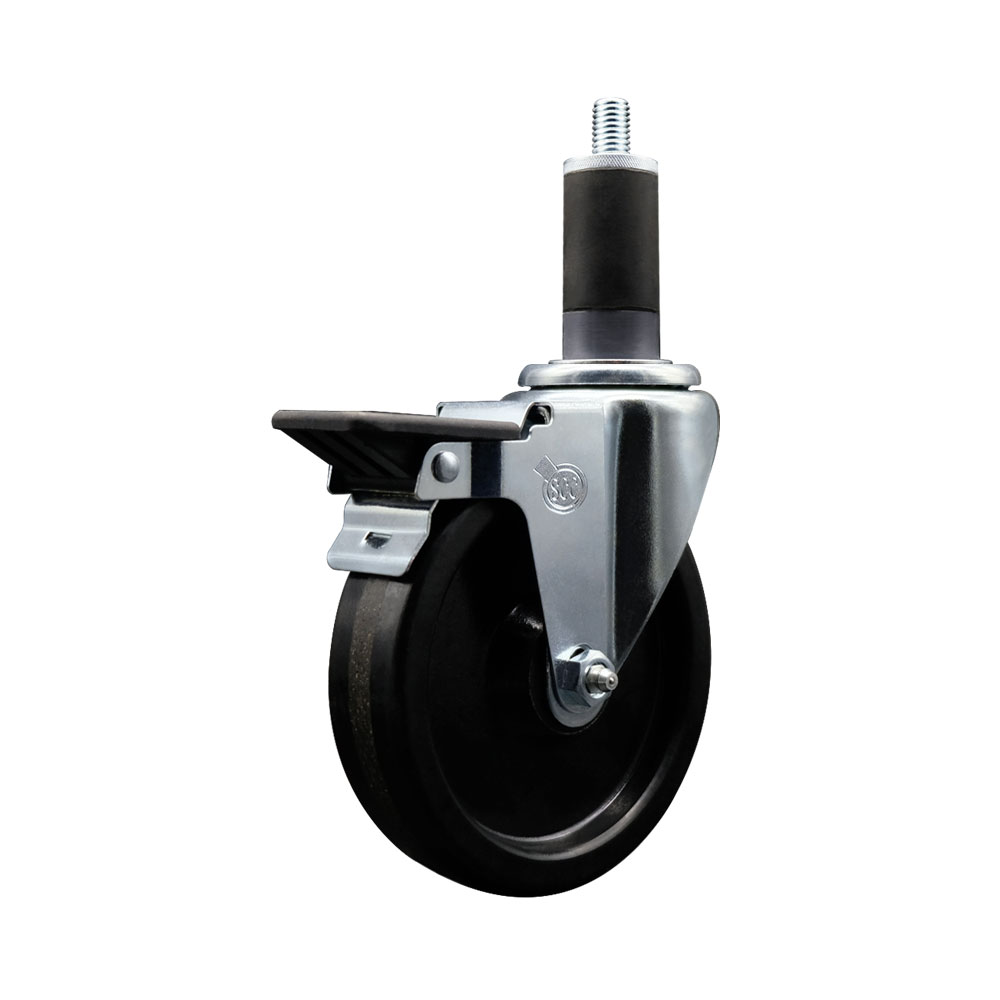 Phenolic Swivel Caster - Black - 5 in. Wheel - Posi Lock Brake