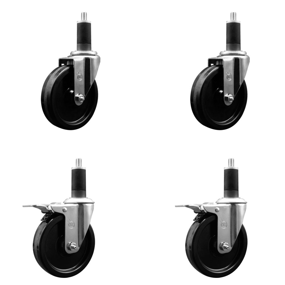 SCC-EXTTL20S514-PHS-2-S-2-114 Phenolic Swivel Expanding Stem Caster with 5 in. Black Wheels & 1.25 in. Stems - Set of 4