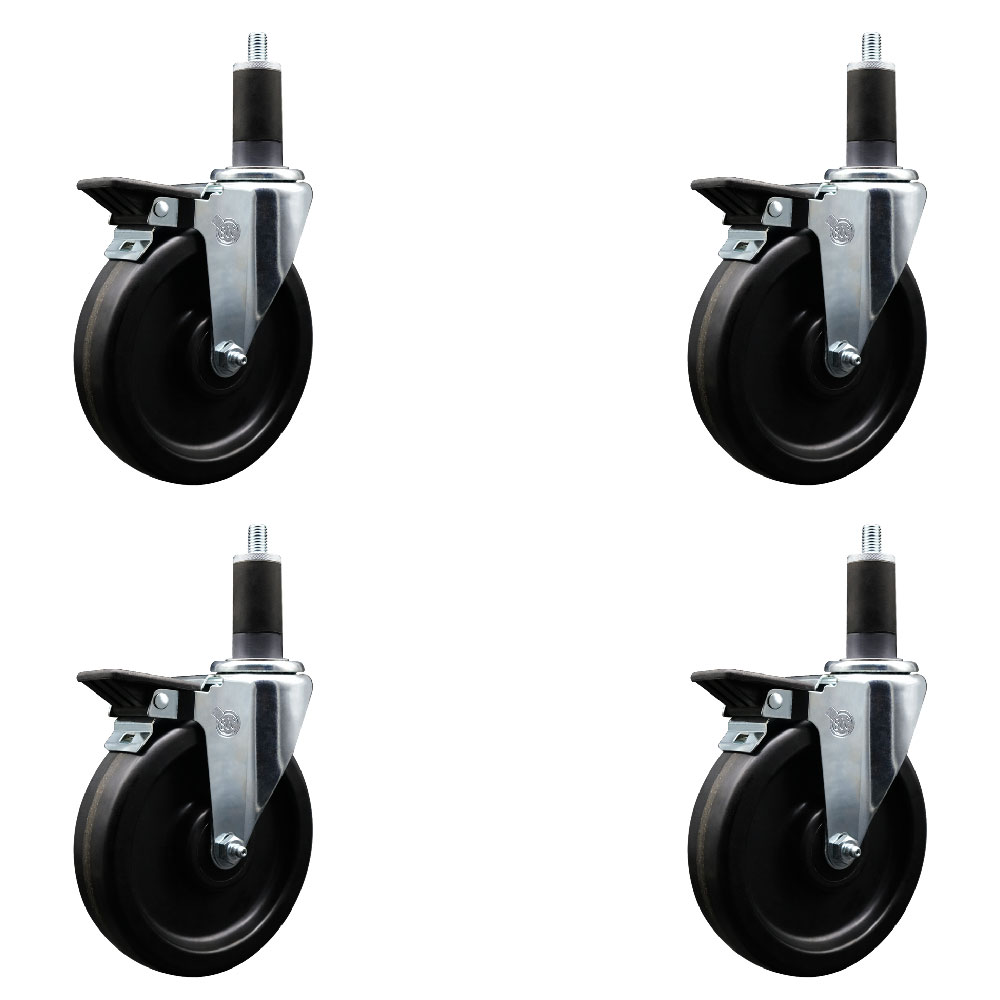 SCC-EX20S615-PHS-PLB-114-4 Phenolic Swivel Expanding Stem Caster with 6 in. Black Wheels & 1.25 in. Stems - Set of 4