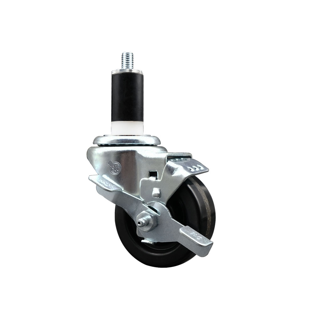 Phenolic Swivel Caster - Black - 3 in. - Top Locking Brake - 300 lbs Capacity