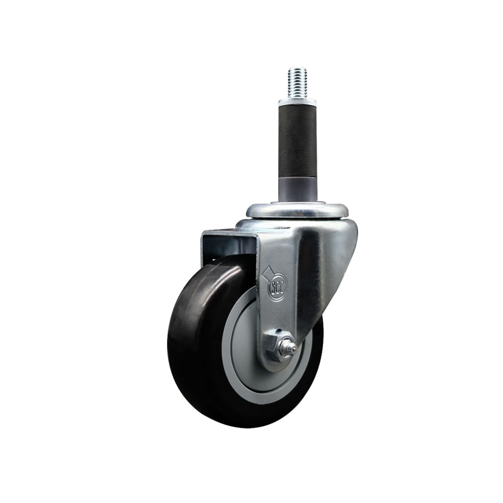 SCC-EX20S3514-PPUB-BLK-1 Polyurethane Expanding Stem Swivel Caster with 3.5 in. Black Wheel & 1 in. Stem