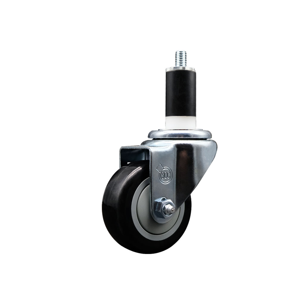 SCC-EX20S314-PPUB-BLK-138 Polyurethane Expanding Stem Swivel Caster with 3 in. Black Wheel & 1.38 in. Stem