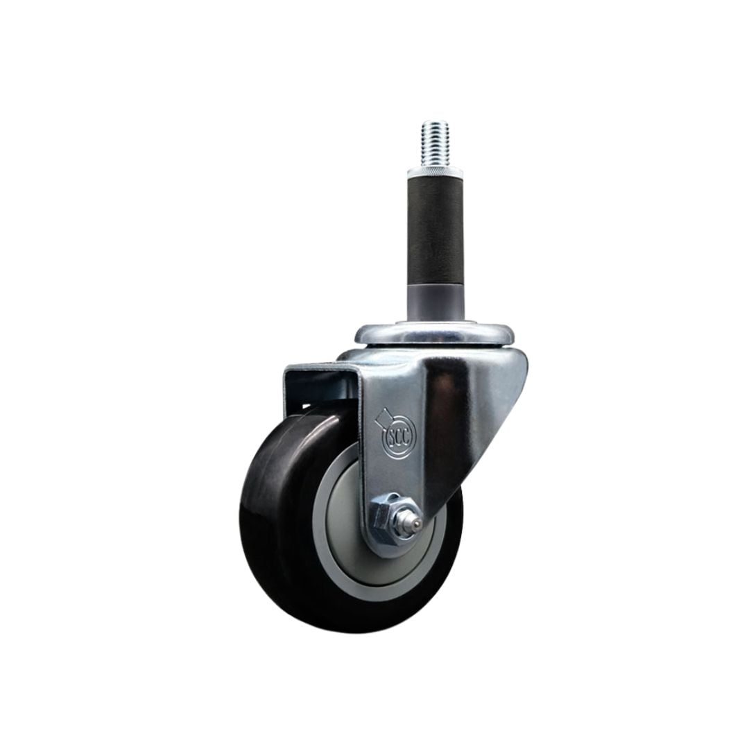 SCC-EX20S314-PPUB-BLK-1 Polyurethane Expanding Stem Swivel Caster with 3 in. Black Wheel & 1 in. Stem