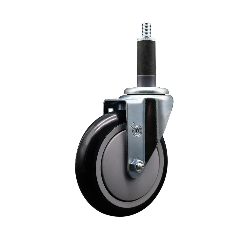 SCC-EX20S514-PPUB-BLK-1 Polyurethane Expanding Stem Swivel Caster with 5 in. Black Wheel & 1 in. Stem