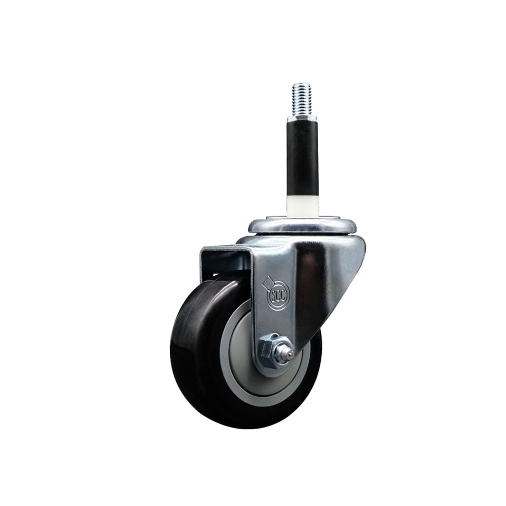 SCC-EX20S314-PPUB-BLK-78 Polyurethane Expanding Stem Swivel Caster with 3 in. Black Wheel & 0.87 in. Stem