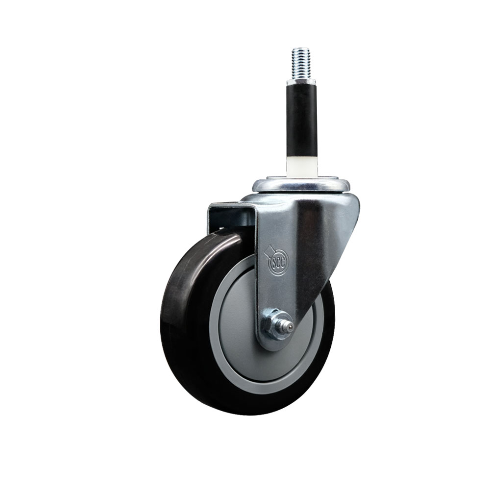 SCC-EX20S414-PPUB-BLK-78 Polyurethane Expanding Stem Swivel Caster with 4 in. Black Wheel & 0.87 in. Stem