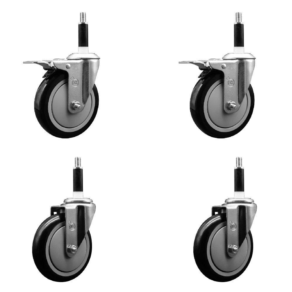 SCC-EXTTL20S514-PPUB-BLK-2-S-2-78 Polyurethane Swivel Expanding Stem Caster with 5 in. Black Wheels & 0.87 in. Stems - Set of 4