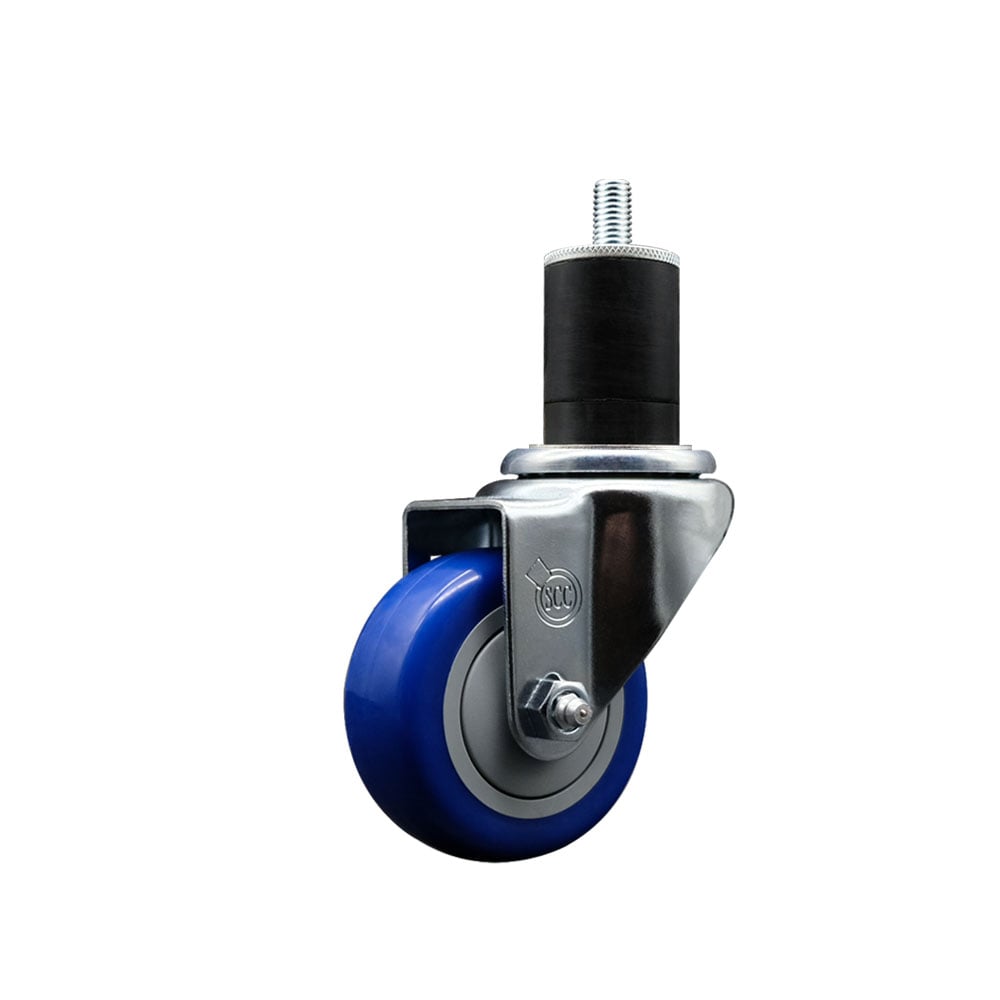 SCC-EX20S314-PPUB-BLUE-134 Polyurethane Expanding Stem Swivel Caster with 3 in. Blue Wheel & 1.75 in. Stem