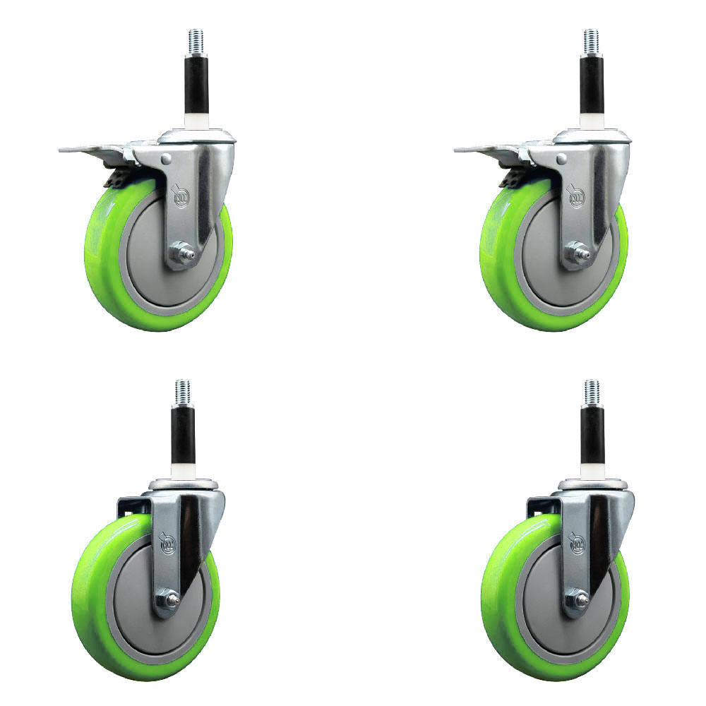 SCC-EXTTL20S514-PPUB-GRN-2-S-2-78 Polyurethane Swivel Expanding Stem Caster with 5 in. Green Wheels & 0.87 in. Stems - Set of 4