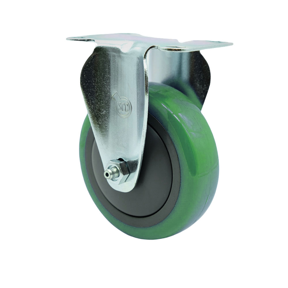 SCC-SS20R414-PPUB-GRN Stainless Steel Polyurethane Swivel Top Plate Rigid Caster with 4 x 1.25 in. Green Wheel