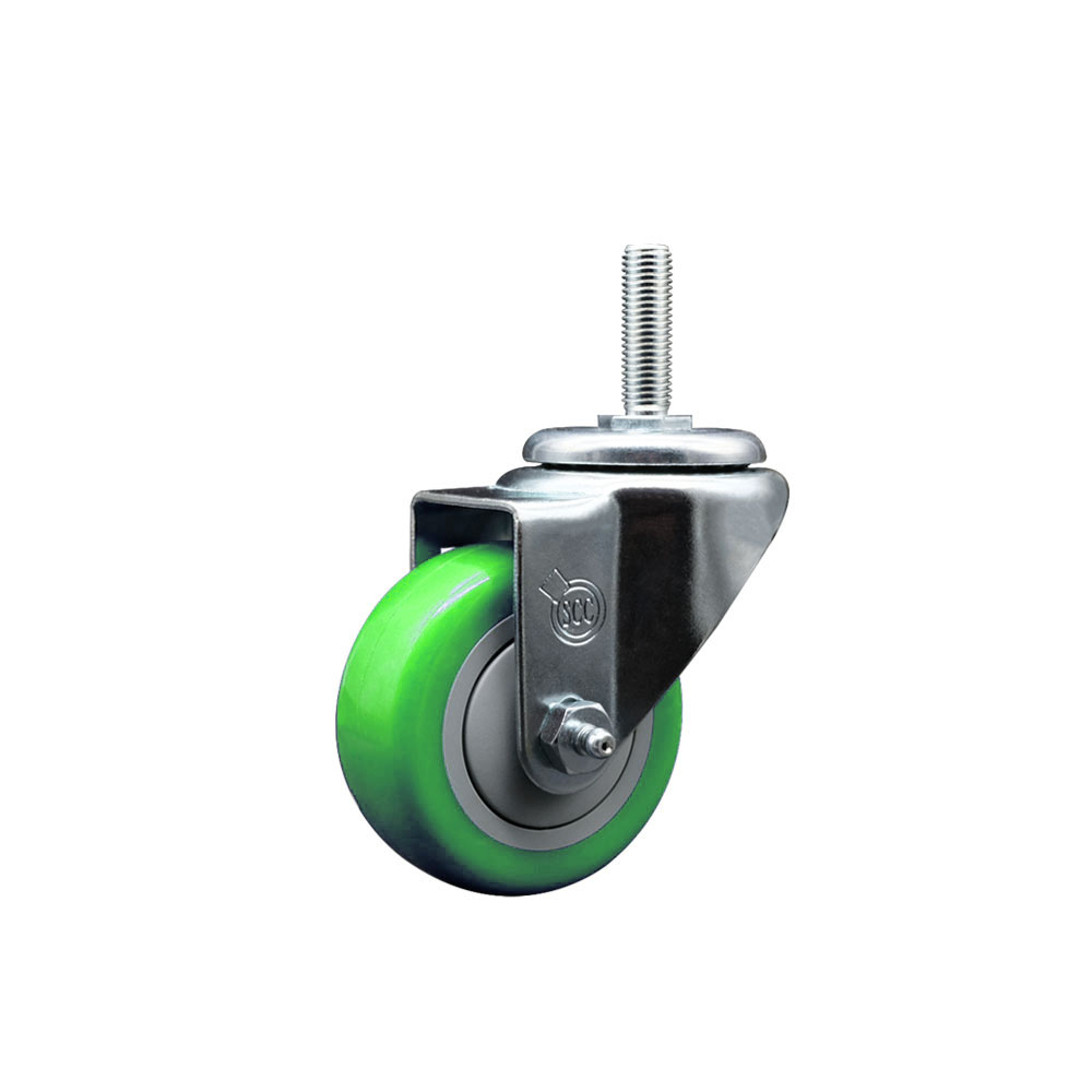 SCC-TS20S314-PPUB-GRN-58212 Polyurethane Swivel Threaded Stem Caster with 3 x 1.25 in. Green Wheel & 0.63 in. Stem