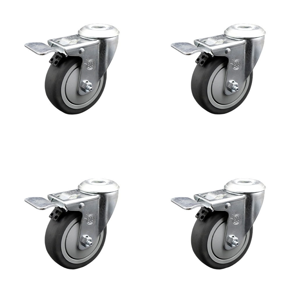SCC-BHTTL20S414-TPRB-4 Thermoplastic Rubber Swivel Bolt Hole Caster with 4 x 1.25 in. Gray Wheels - Set of 4
