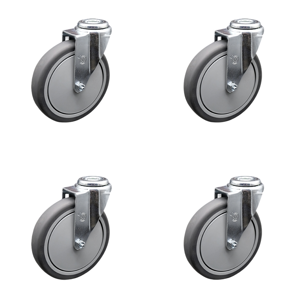 SCC-BH20S614-TPRB-4 Thermoplastic Rubber Swivel Bolt Hole Caster with 6 x 1.25 in. Gray Wheels - Set of 4