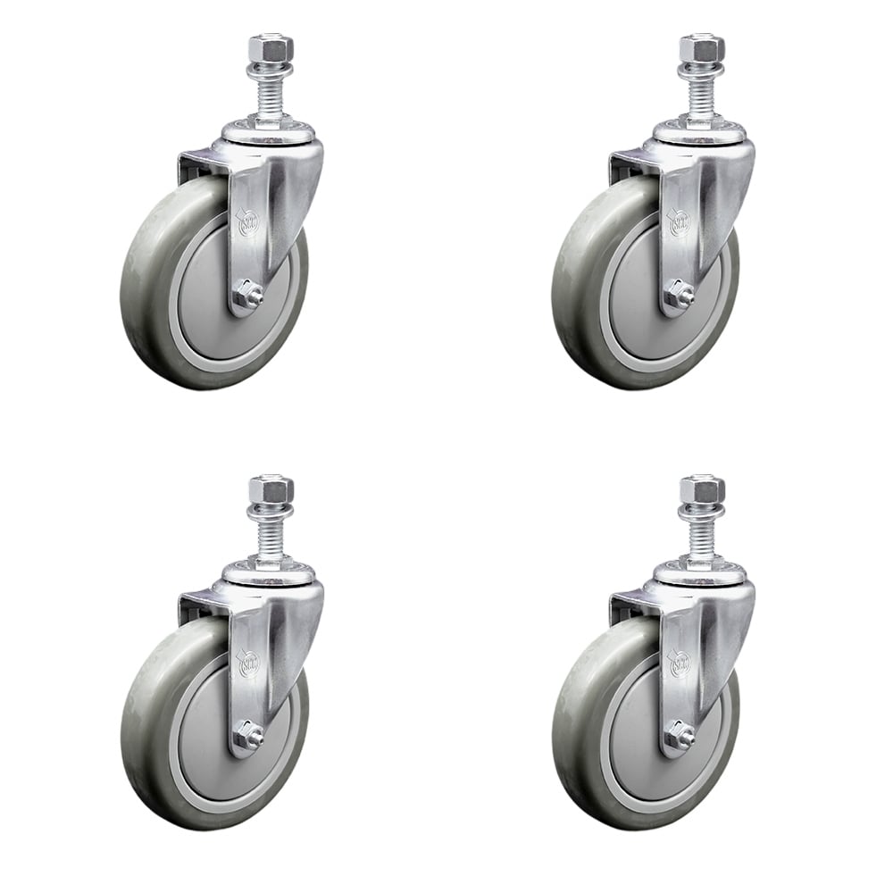 SCC-TS20S514-PPUB-121315-4 Polyurethane Swivel Threaded Stem Caster with 5 x 1.25 in. Gray Wheels & 0.5 in. Stems - Set of 4