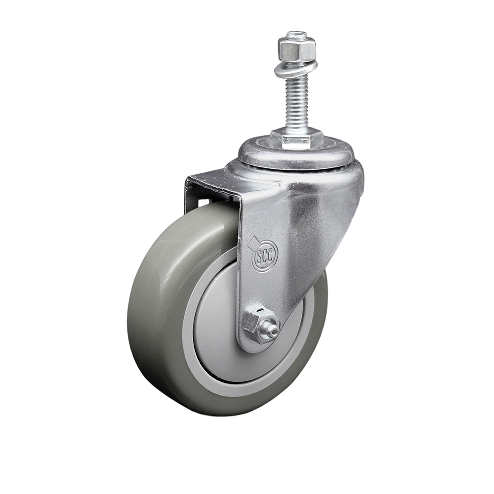 SCC-TS20S414-PPUB-381615 Polyurethane Swivel Threaded Stem Caster with 4 x 1.25 in. Gray Wheel & 0.38 in. Stem