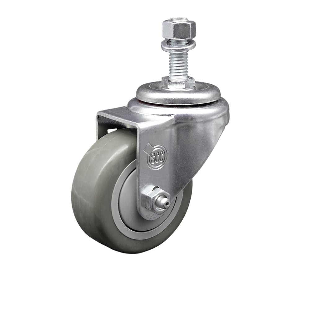 SCC-TS20S314-PPUB-M1215 Polyurethane Swivel Threaded Stem Caster with 3 x 1.25 in. Gray Wheel & 12 mm Stem