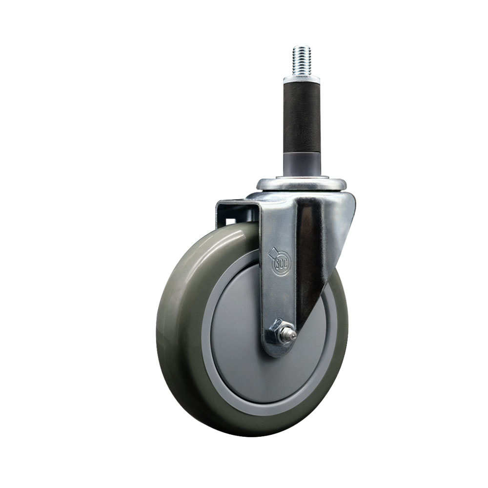 SCC-SSEX20S514-PPUB-1 Stainless Steel Polyurethane Expanding Stem Swivel Caster with 5 in. Gray Wheel & 1 in. Stem