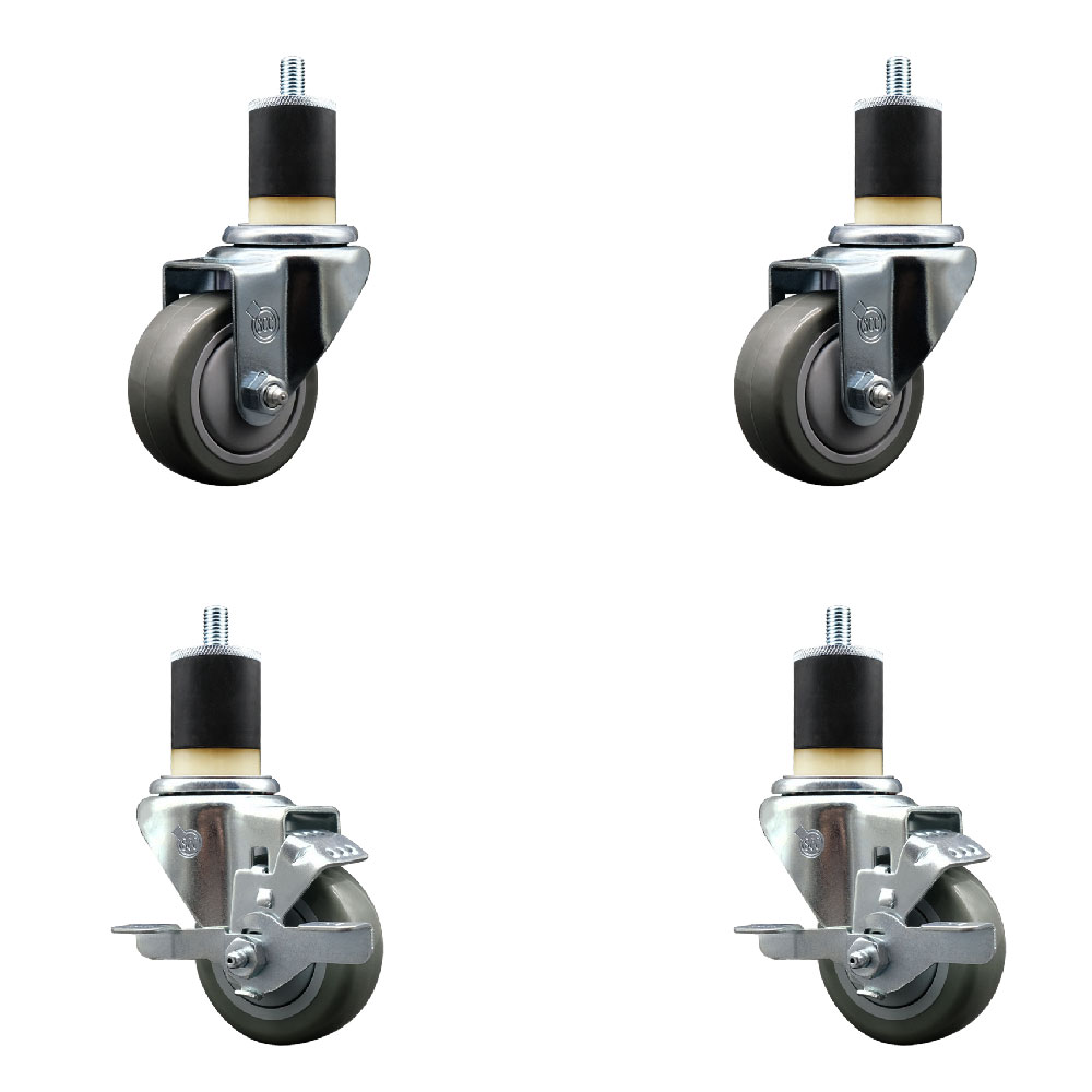 SCC-EX20S314-PPUB-2-TLB-2-178 Polyurethane Swivel Expanding Stem Caster with 3 in. Gray Wheels & 1.87 in. Stems - Set of 4
