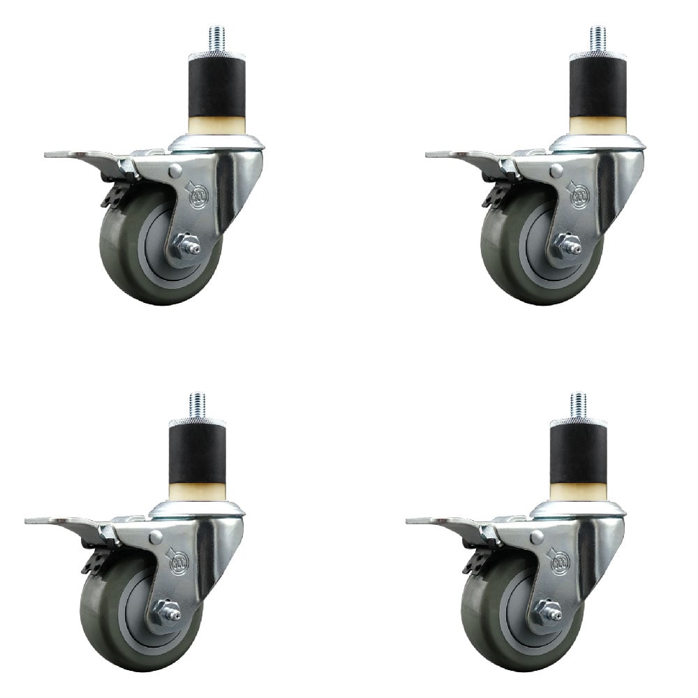 SCC-EXTTL20S314-PPUB-178-4 Polyurethane Swivel Expanding Stem Caster with 3 in. Gray Wheels & 1.87 in. Stems - Set of 4