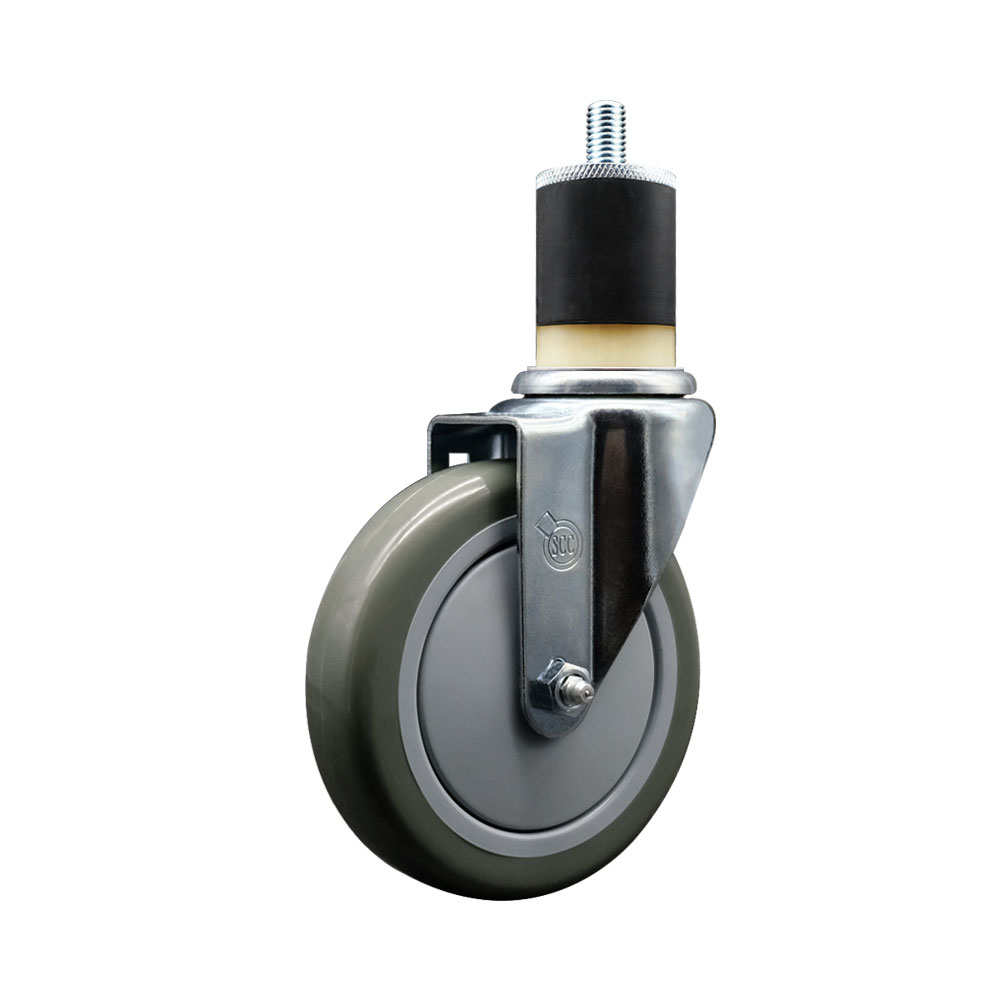 SCC-EX20S514-PPUB-178 Polyurethane Expanding Stem Swivel Caster with 5 in. Gray Wheel & 1.87 in. Stem