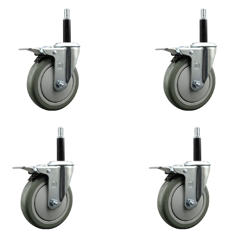 SCC-EXTTL20S514-PPUB-34-4 Polyurethane Swivel Expanding Stem Caster with 5 in. Gray Wheels & 0.75 in. Stems - Set of 4