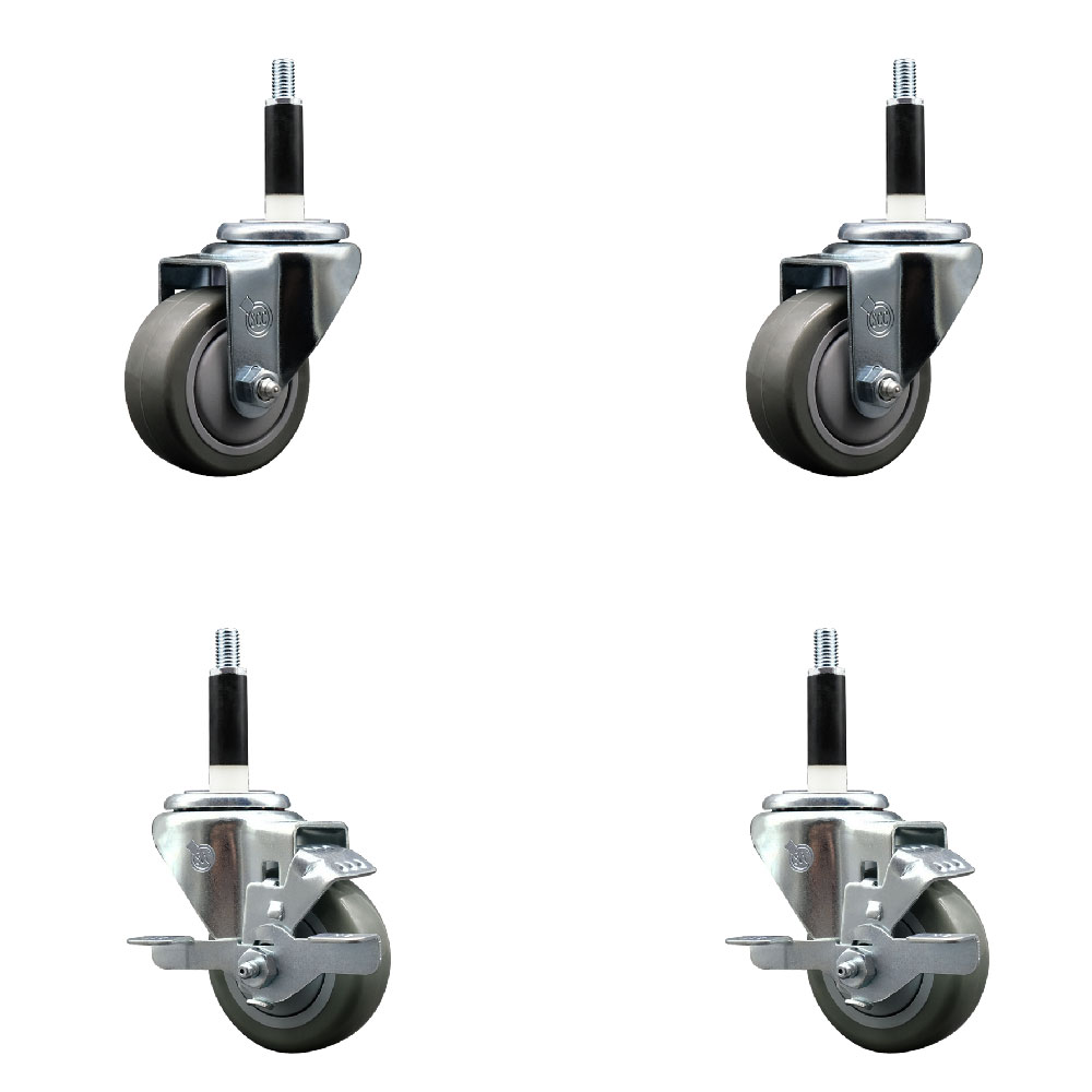 SCC-EX20S314-PPUB-2-TLB-2-78 Polyurethane Swivel Expanding Stem Caster with 3 in. Gray Wheels & 0.87 in. Stems - Set of 4
