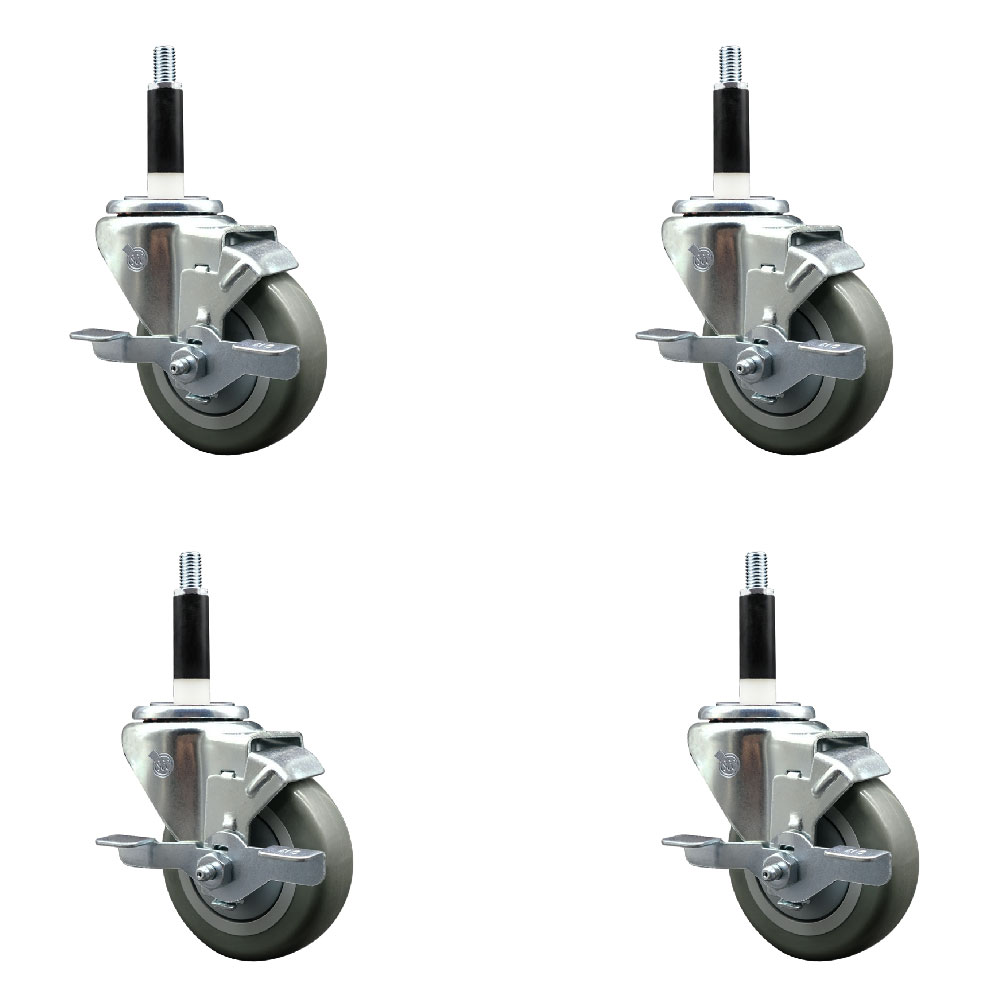 SCC-EX20S3514-PPUB-TLB-78-4 Polyurethane Swivel Expanding Stem Caster with 3.5 in. Gray Wheels & 0.87 in. Stems - Set of 4