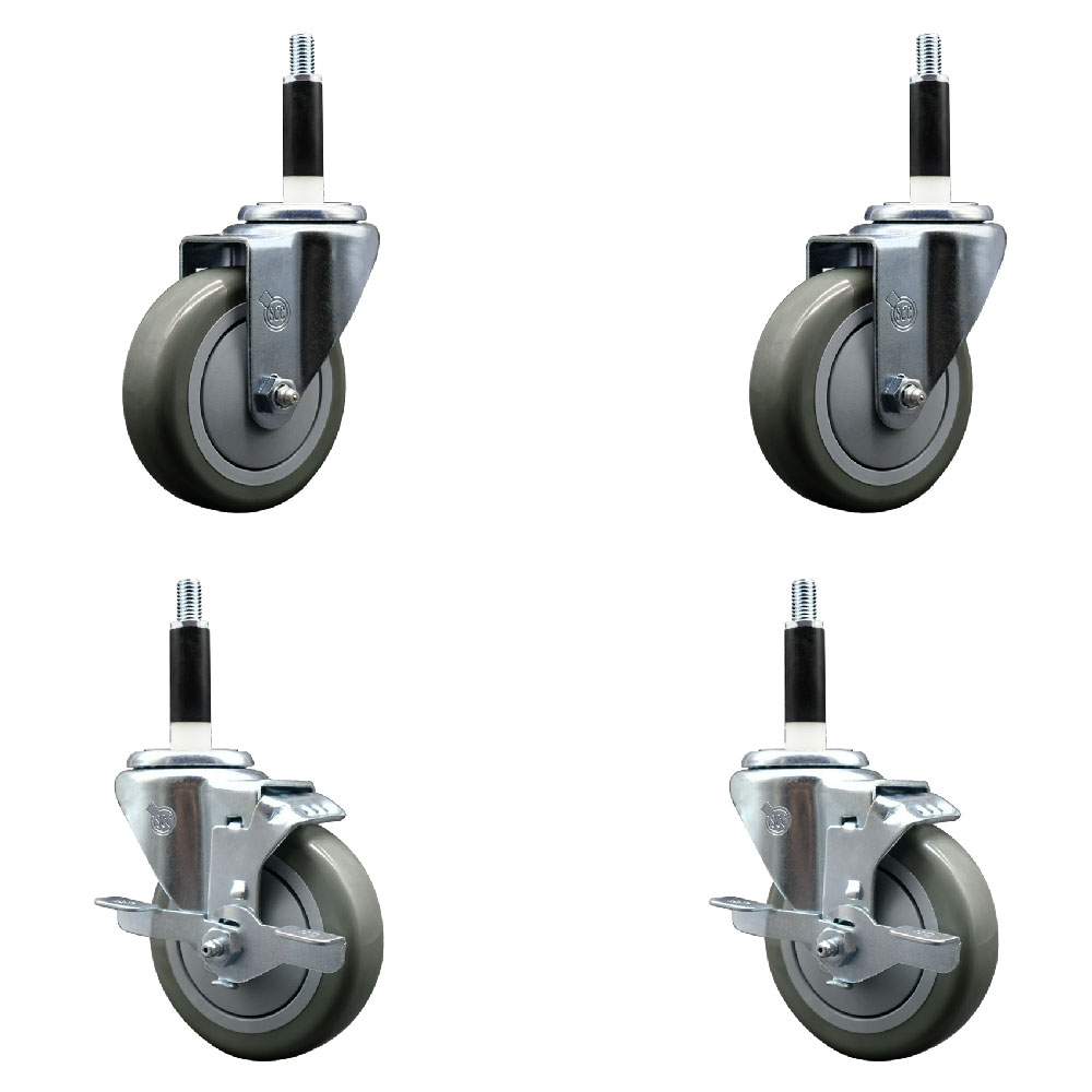 SCC-EX20S414-PPUB-2-TLB-2-78 Polyurethane Swivel Expanding Stem Caster with 4 in. Gray Wheels & 0.87 in. Stems - Set of 4