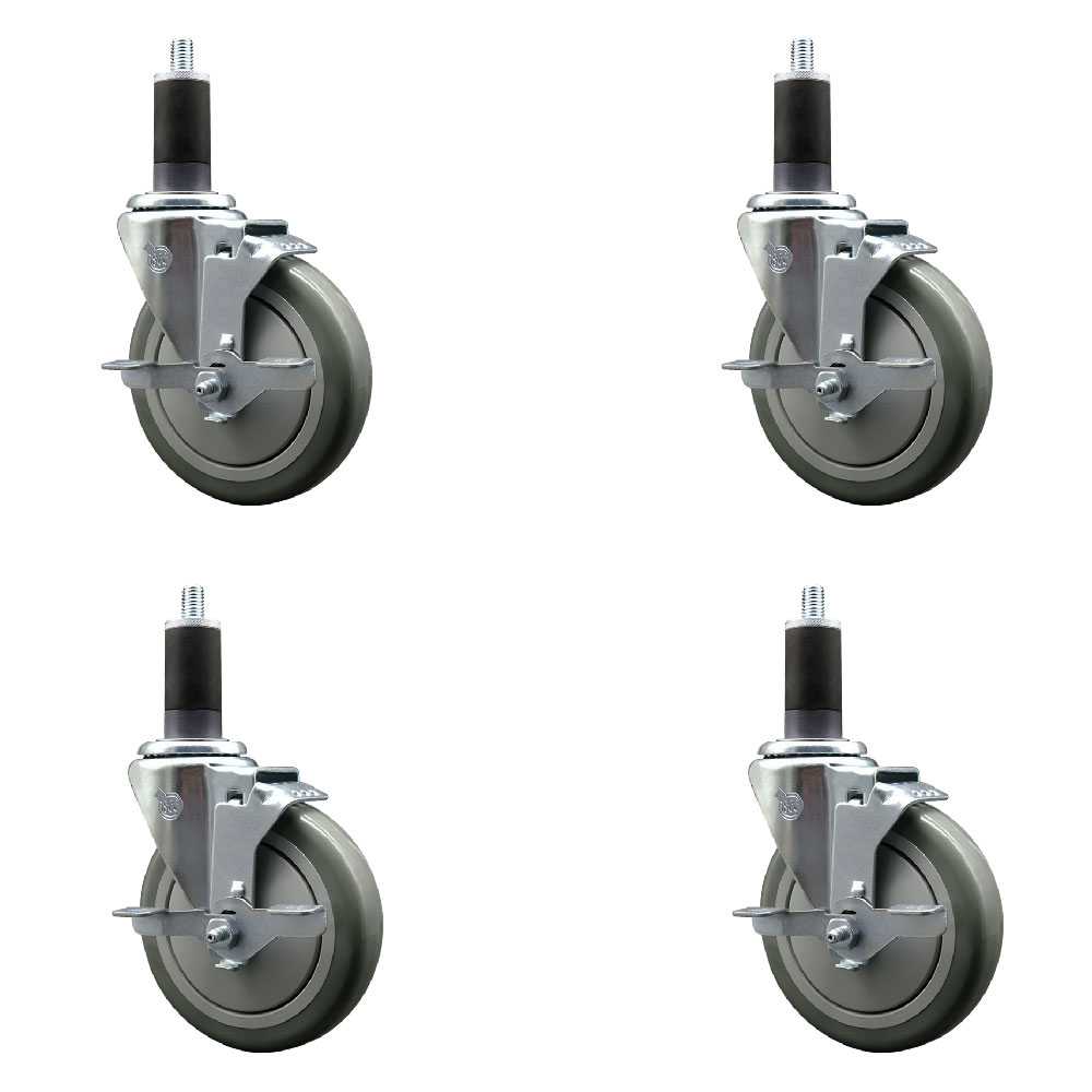 SCC-EX20S514-PPUB-TLB-114-4 Polyurethane Swivel Expanding Stem Caster with 5 in. Gray Wheels & 1.25 in. Stems - Set of 4