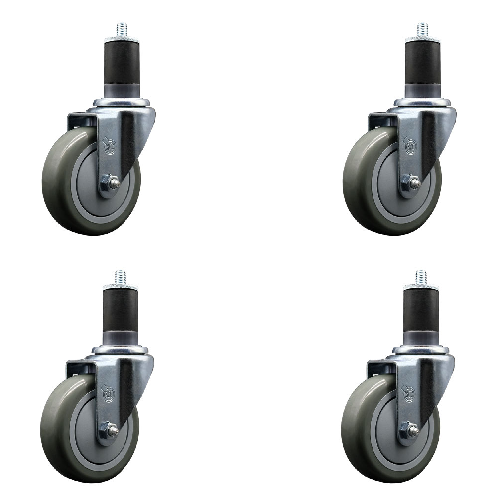 SCC-EX20S414-PPUB-158-4 Polyurethane Swivel Expanding Stem Caster with 4 in. Gray Wheels & 1.63 in. Stems - Set of 4