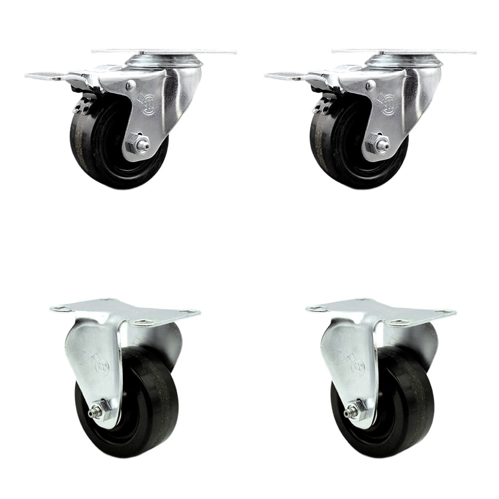 SCC-TTL20S314-PHS-2-R-2 Phenolic Swivel Top Plate Caster with 3 in. Black Wheels - Set of 4