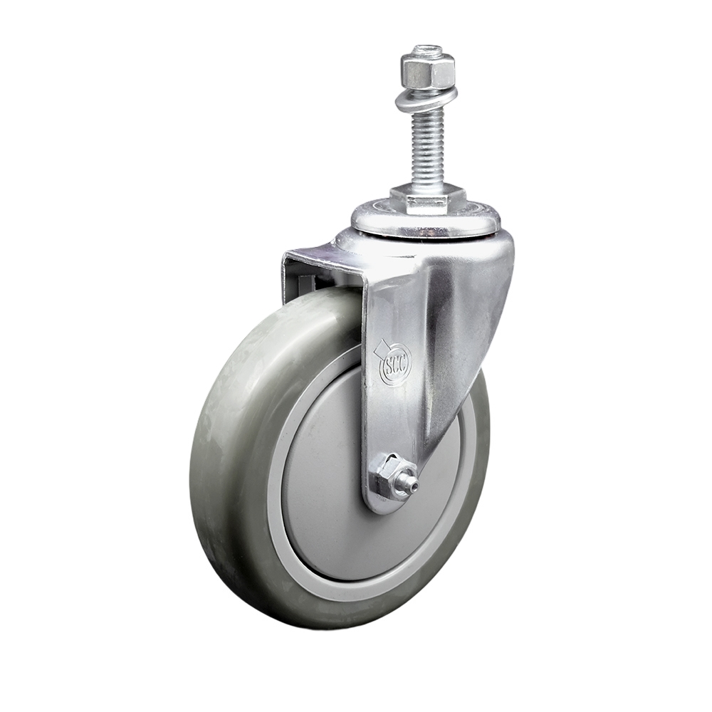 SCC-TS20S514-PPUB-381615 Polyurethane Swivel Threaded Stem Caster with 5 x 1.25 in. Gray Wheel & 0.38 in. Stem