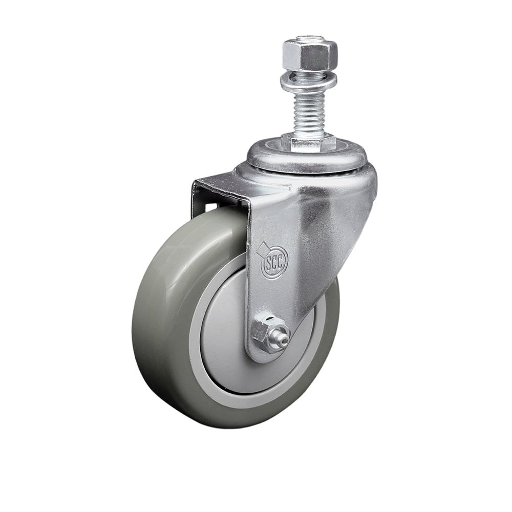 SCC-TS20S414-PPUB-M1215 Polyurethane Swivel Threaded Stem Caster with 4 x 1.25 in. Gray Wheel & 12 mm Stem