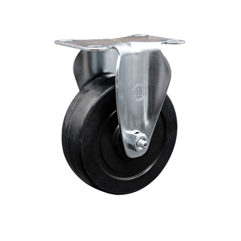 SCC-20R414-SRS Soft Rubber Top Plate Rigid Caster with 4 in. Black Wheel