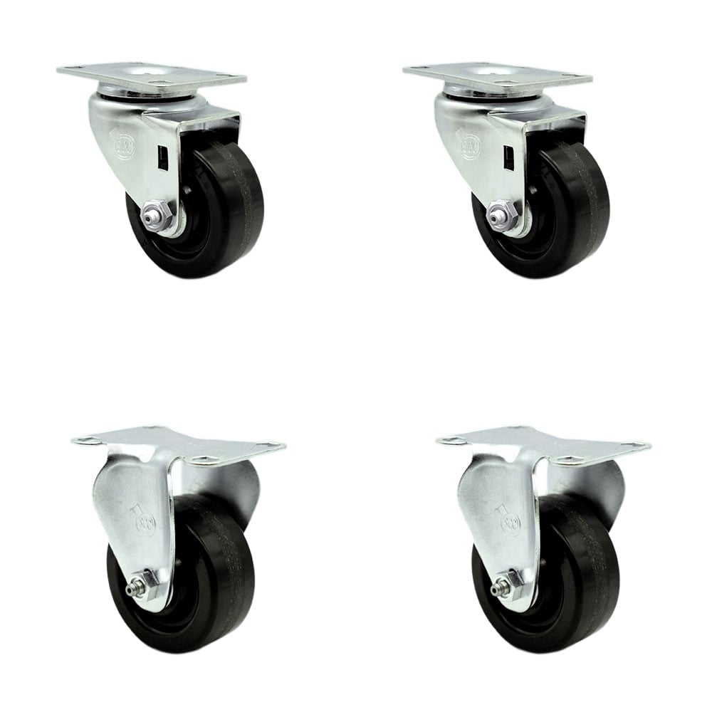 SCC-20S314-PHR-2-R-2 Phenolic Swivel Top Plate Caster with Roller Bearings 3 in. Black Wheels - Set of 4
