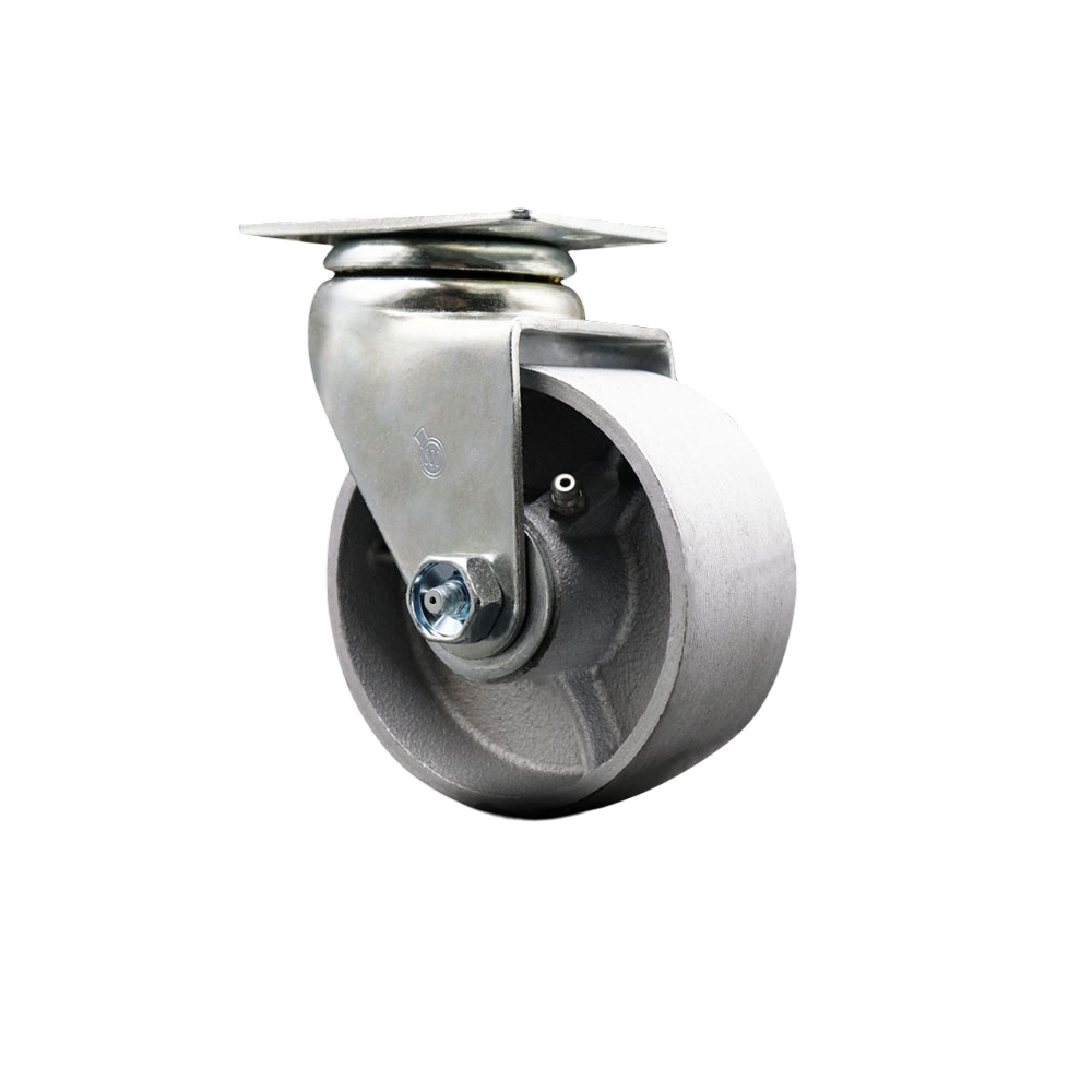SCC-20S420-SSB Swivel Top Plate Caster, Silver - 4 in. by 2 in. Semi Steel Cast Iron Wheel Ball Bearing