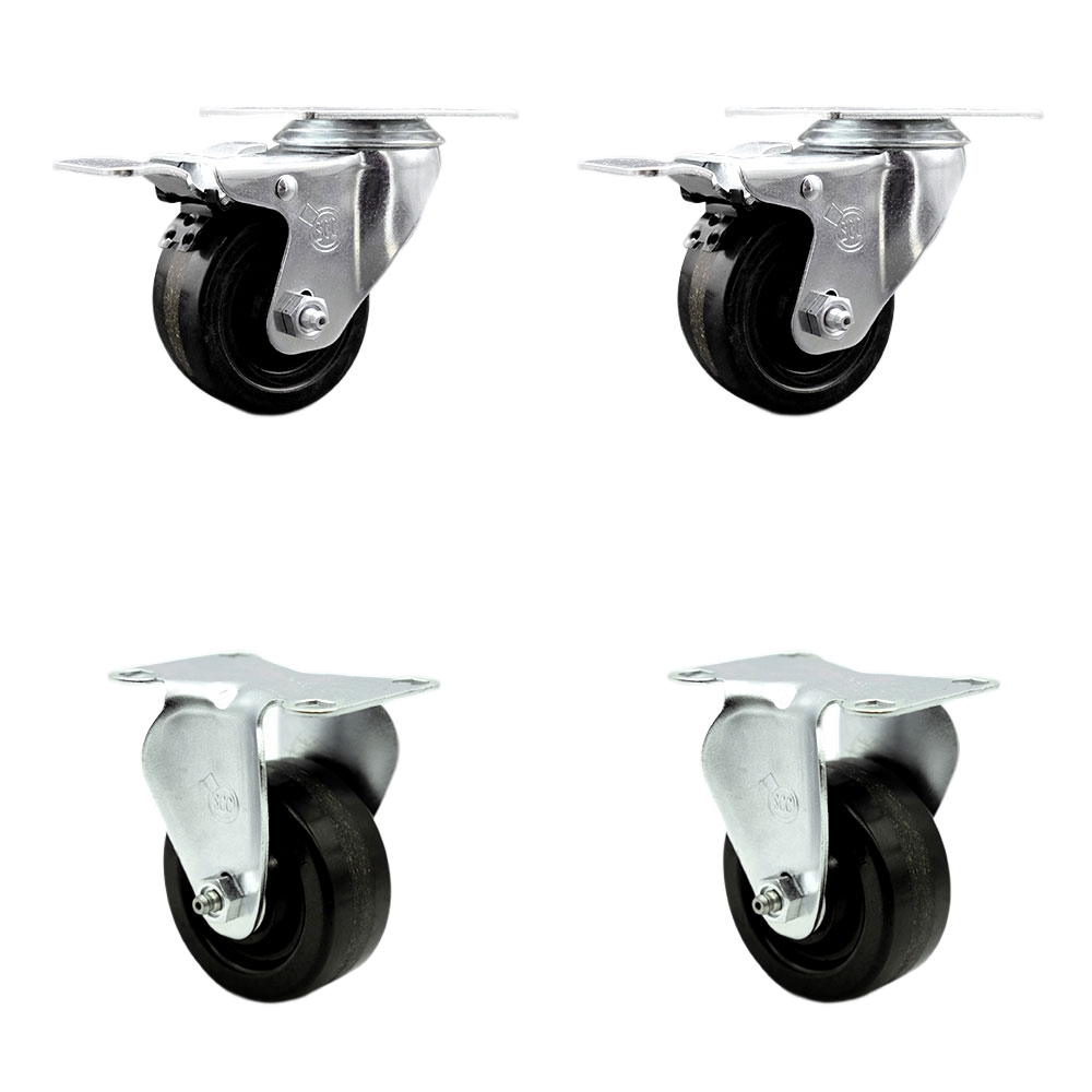 SCC-TTL20S3514-PHR-2-R-2 Phenolic Swivel Top Plate Caster with Roller Bearings 3.5 in. Wheels - Set of 4