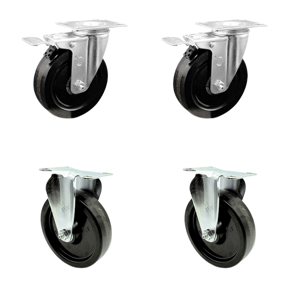 SCC-TTL20S514-PHR-2-R-2 Phenolic Swivel Top Plate Caster with Roller Bearings 5 in. Wheels - Set of 4