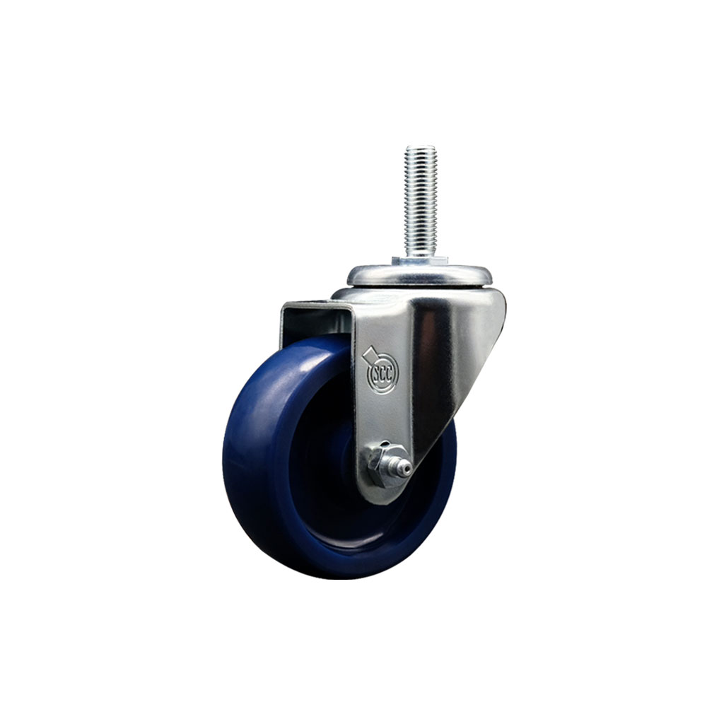 SCC-TS20S3514-SPUS-34212 Solid Polyurethane Swivel Threaded Stem Caster with 3.5 x 1.25 in. Blue Wheel & 0.75 in. Stem